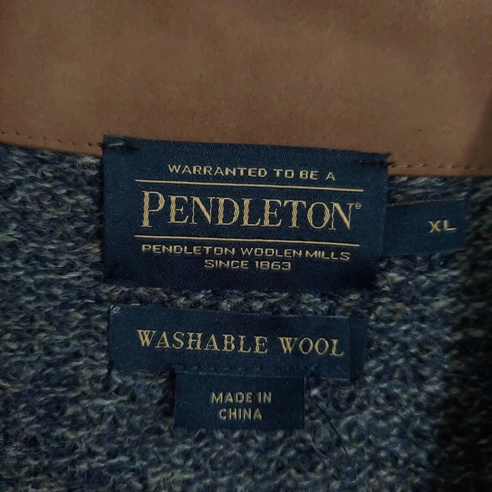 Pendleton Sweater Mens XL Gray Shetland Wool Quarter Zip Mock Neck Knit Pullover - Picture 5 of 10